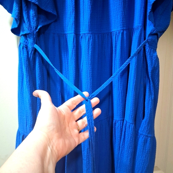 Calvin Klein Blue Flutter Sleeve Dress - Picture 7 of 7